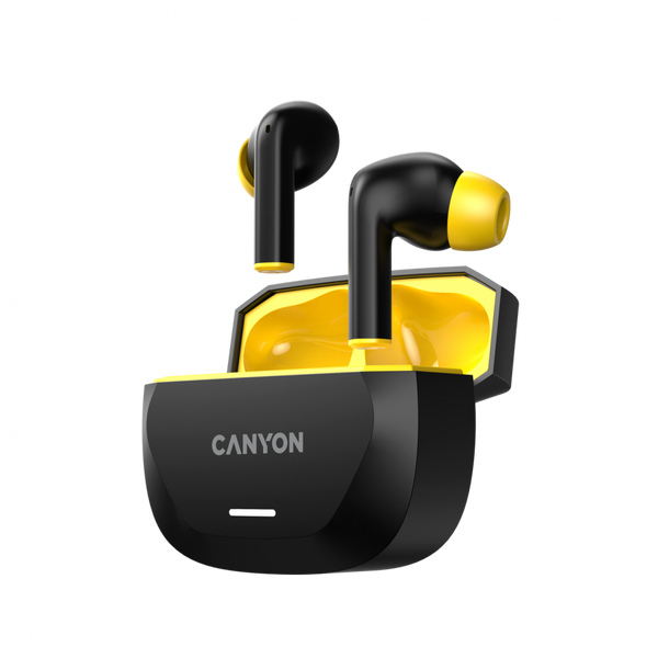 CANYON headset HEXAGON 7 TWS ANC+ENC Wireless Charge Black Yellow