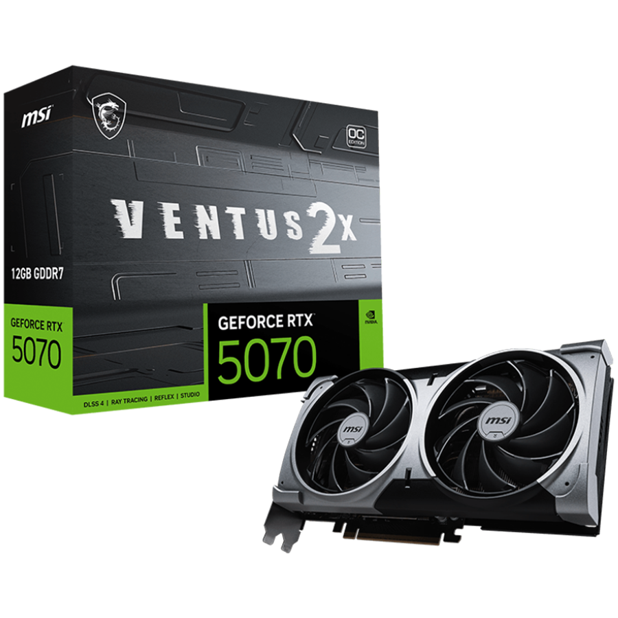 MSI Video Card Nvidia GeForce RTX 5070 12G VENTUS 2X OC (12GB GDDR7/192bit Glavna slika proizvoda