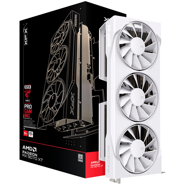 XFX Swift AMD Radeon RX 9070XT White Triple fan Gaming Edition with 16GB GDDR6 HDMI 3xDP