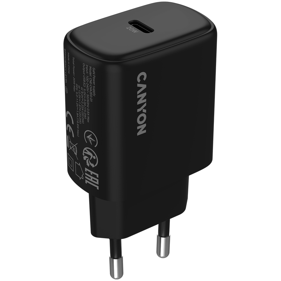 CANYON charger OnCharge 200 20W 1xPD EU Black Glavna slika proizvoda