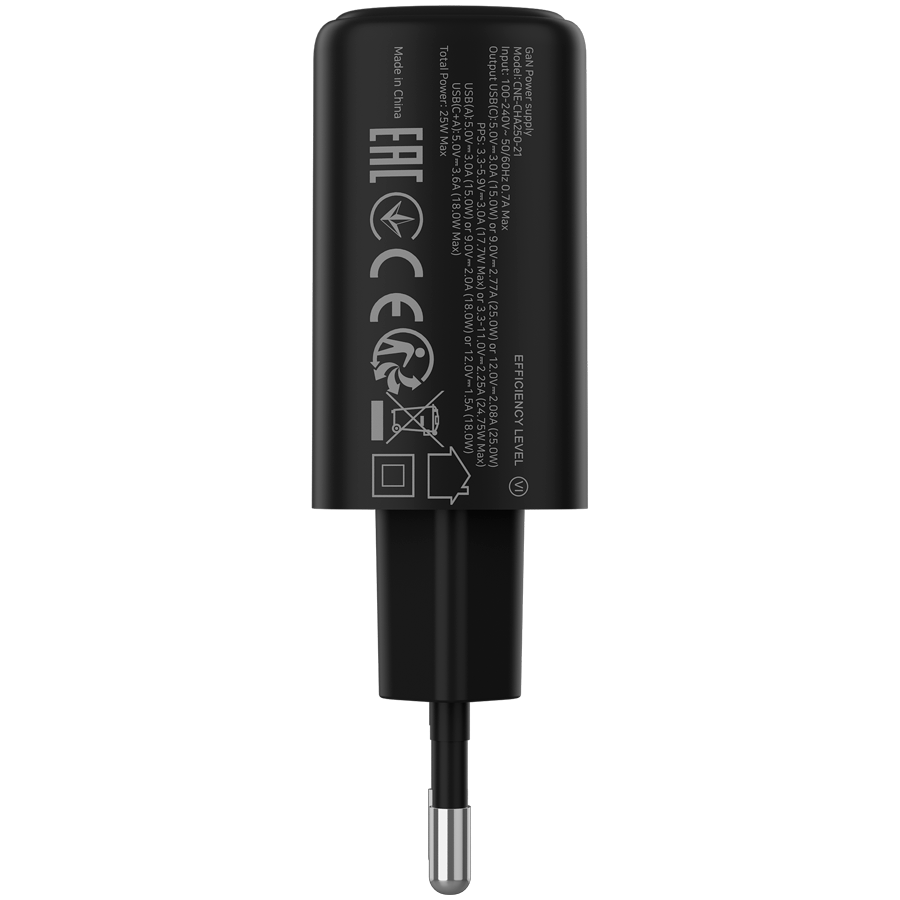 CANYON charger OnCharge 250 25W 1xPD 1xQC EU Black