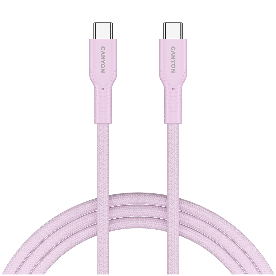 CANYON cable OnWire 60CL C-C 60W COLOR Braided 1m Pink Glavna slika proizvoda