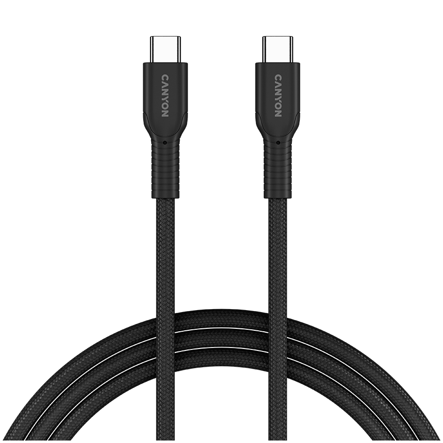 CANYON cable OnWire 60CL C-C 60W COLOR Braided 1m Black Glavna slika proizvoda