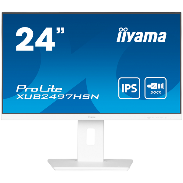 IIYAMA Monitor LED XUB2497HSN-W2 23.8" IPS 1920 x 1080 @100Hz 16:9 300 cd/m² 1300:1 1ms HDMI DP USB-C 65W RJ45 height