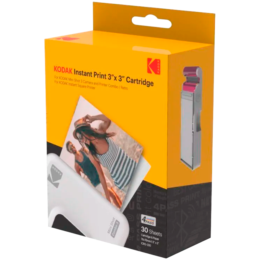 Kodak ICRG-330 4PASS 3 x 3 Inch (7.6 x 7.6 cm) Paper and Color Ribbon Integrated Cartridge Glavna slika proizvoda