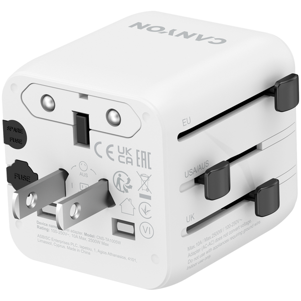 CANYON Travel Adapter OnTour One EU/UK/US/AUS White