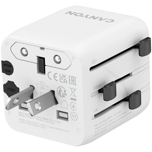 CANYON Travel Adapter OnTour One EU/UK/US/AUS White