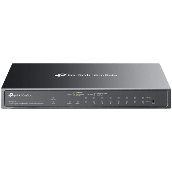 Omada 10-Port Gigabit Easy Managed Switch with 8-Port PoE+ 8× Gigabit PoE+ Ports