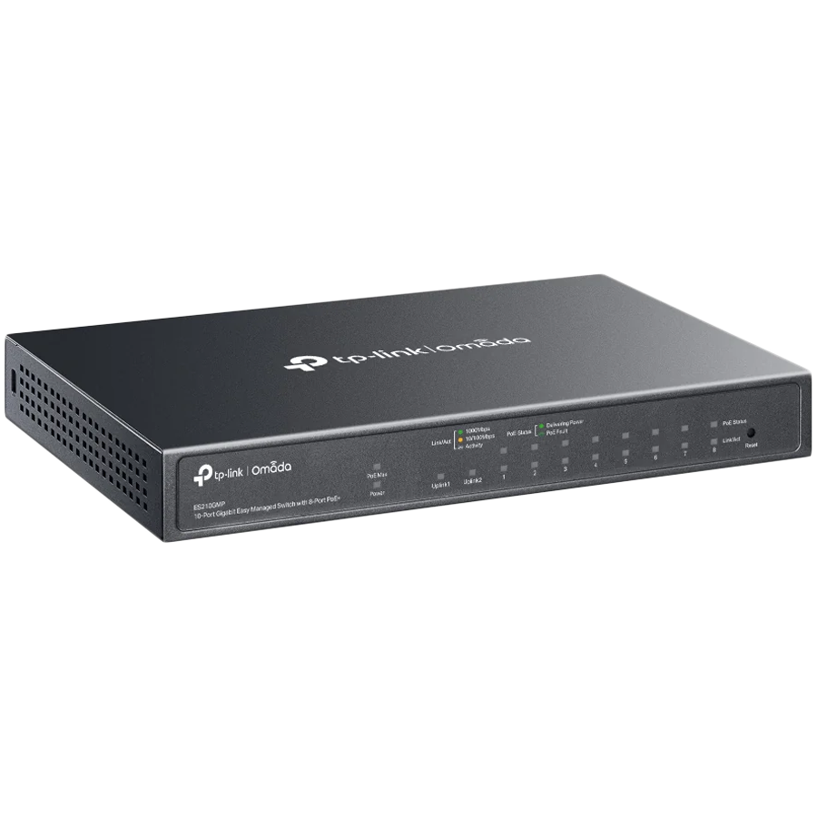 Omada 10-Port Gigabit Easy Managed Switch with 8-Port PoE+ 8× Gigabit PoE+ Ports
