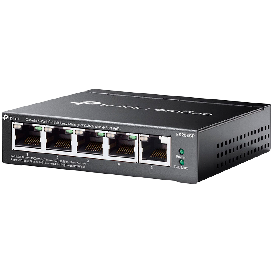Omada 5-Port Gigabit Easy Managed Switch with 4-Port PoE+ 4× Gigabit PoE+ Ports