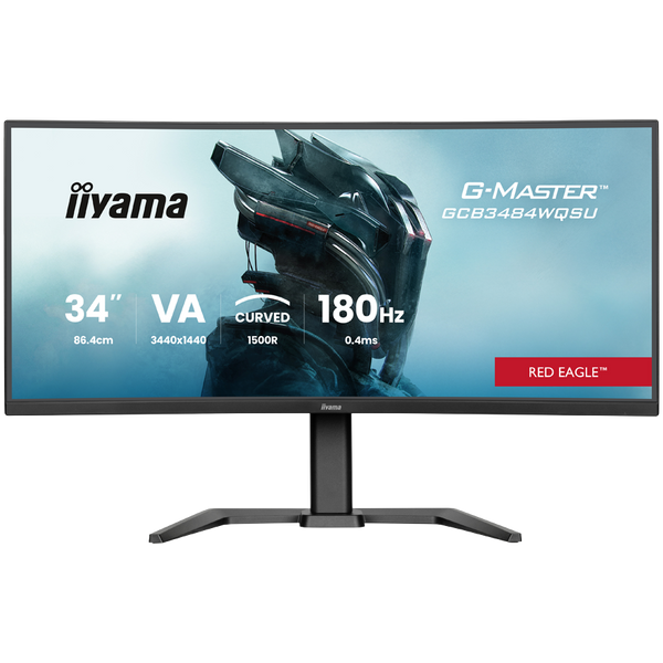 IIYAMA Monitor LED GCB3484WQSU-B1 34" VA 1500R 3440 x 1440 180Hz 21:9 500 cd 4000:1 0.4ms HDMI DP USB HUB Full Ergo