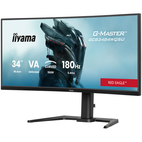 IIYAMA Monitor LED GCB3484WQSU-B1 34" VA 1500R 3440 x 1440 180Hz 21:9 500 cd 4000:1 0.4ms HDMI DP USB HUB Full Ergo