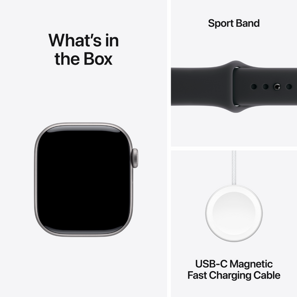 Apple Watch Series 11 GPS 42mm Space Grey Aluminium Case with Black Sport Band - M/L
