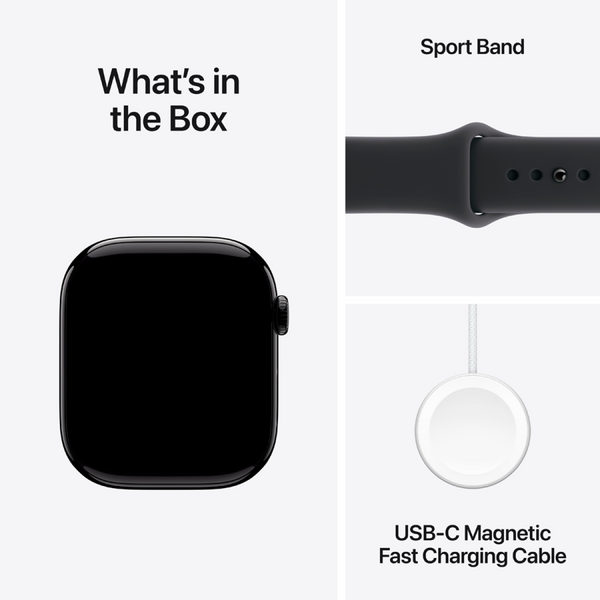 Apple Watch Series 11 GPS 46mm Jet Black Aluminium Case with Black Sport Band - M/L,Model A3333 - MEUX4RK/A