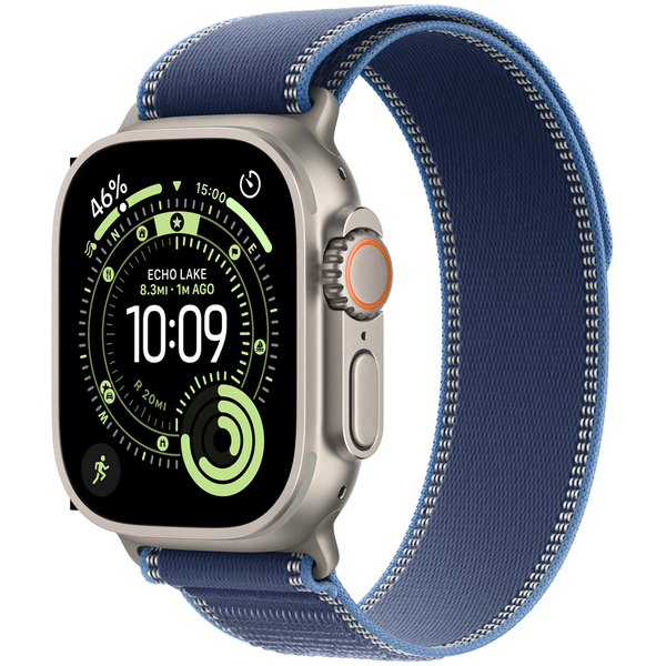Apple Watch Ultra 3 Cellular 49mm Natural Titanium Case with Blue/Bright Blue Trail Loop - M/L