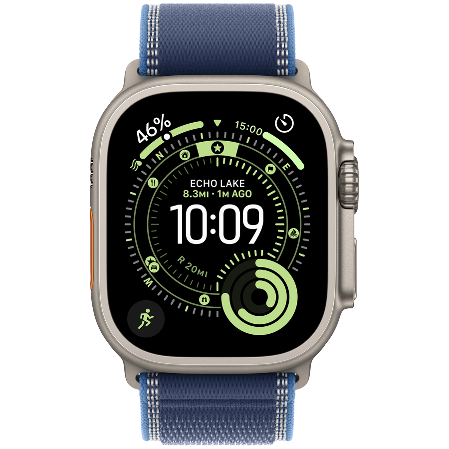 Apple Watch Ultra 3 Cellular 49mm Natural Titanium Case with Blue/Bright Blue Trail Loop - M/L