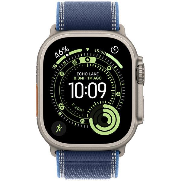 Apple Watch Ultra 3 Cellular 49mm Natural Titanium Case with Blue/Bright Blue Trail Loop - M/L