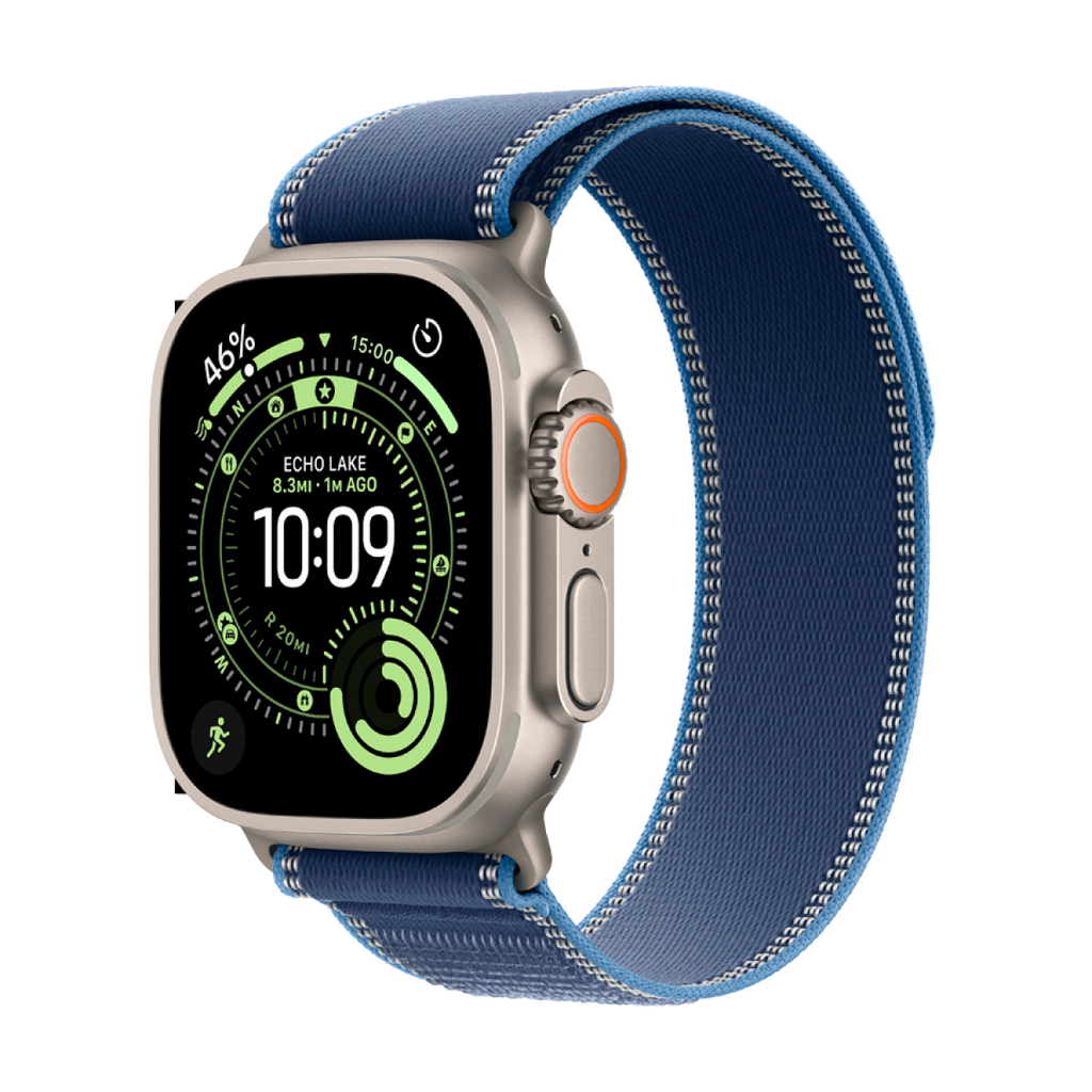 Apple Watch Ultra 3 Cellular 49mm Natural Titanium Case with Blue/Bright Blue Trail Loop - M/L
