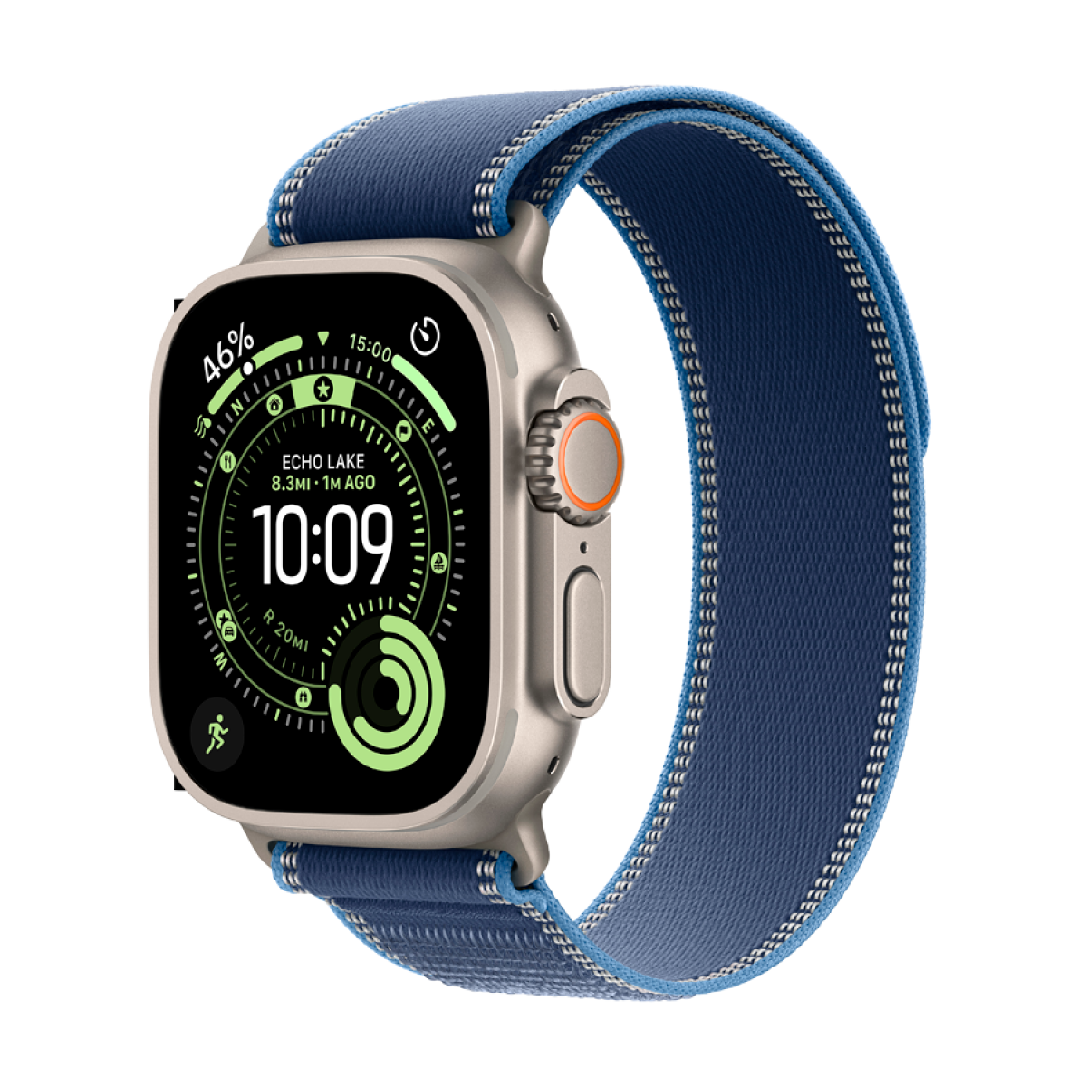 Apple Watch Ultra 3 Cellular 49mm Natural Titanium Case with Blue/Bright Blue Trail Loop - M/L