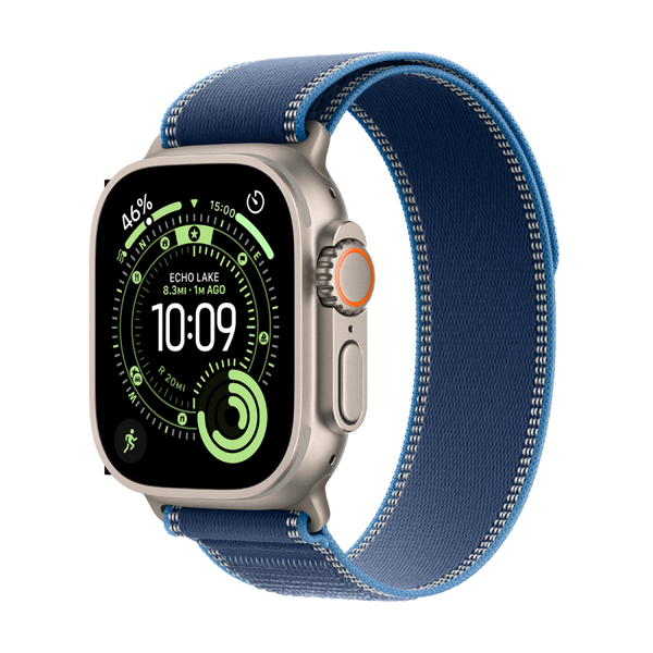 Apple Watch Ultra 3 Cellular 49mm Natural Titanium Case with Blue/Bright Blue Trail Loop - M/L