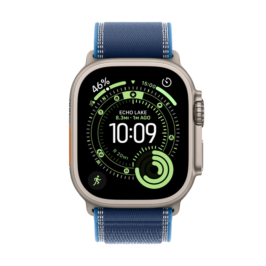 Apple Watch Ultra 3 Cellular 49mm Natural Titanium Case with Blue/Bright Blue Trail Loop - M/L