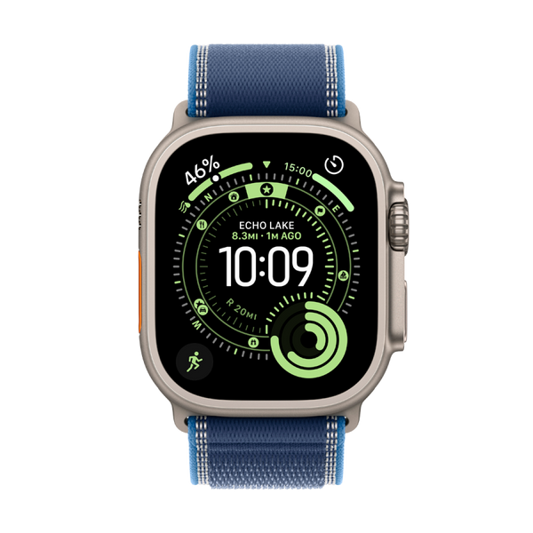 Apple Watch Ultra 3 Cellular 49mm Natural Titanium Case with Blue/Bright Blue Trail Loop - M/L