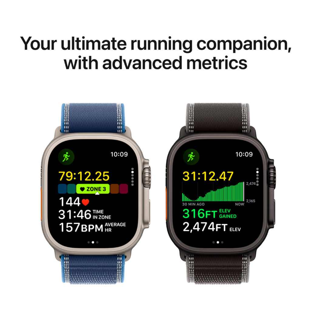 Apple Watch Ultra 3 Cellular 49mm Natural Titanium Case with Blue/Bright Blue Trail Loop - M/L