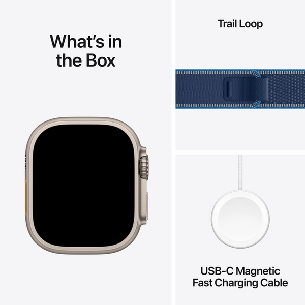 Apple Watch Ultra 3 Cellular 49mm Natural Titanium Case with Blue/Bright Blue Trail Loop - M/L