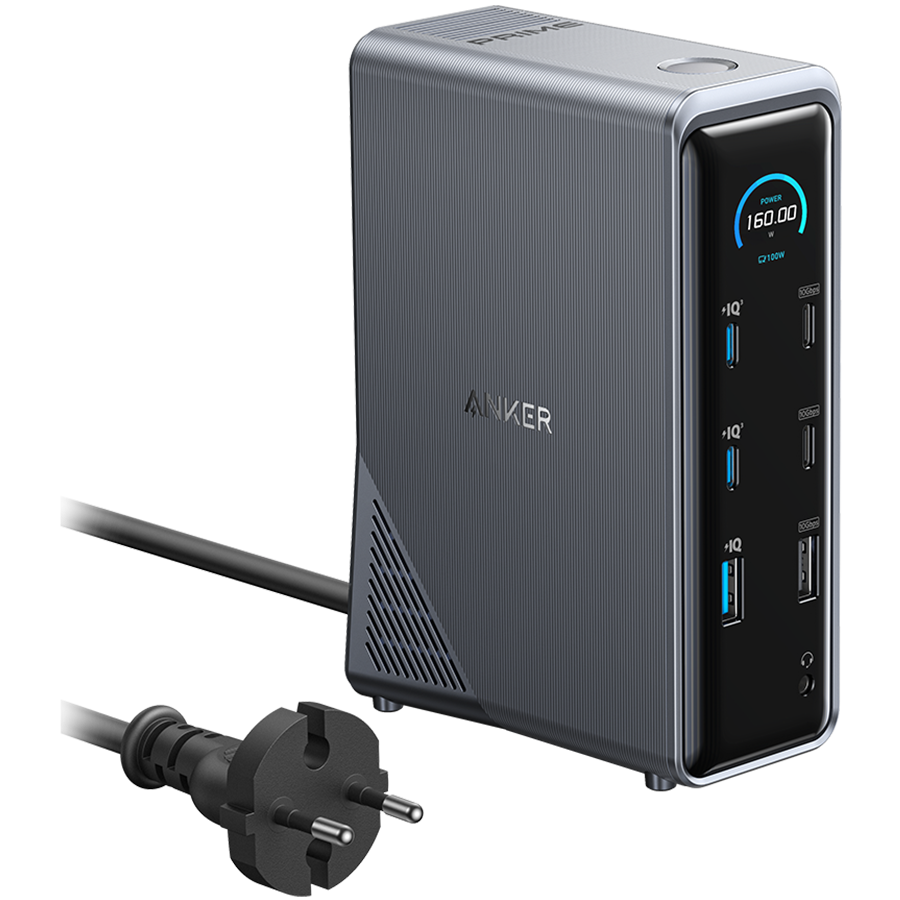 Anker Prime Charging Docking Station (14-in-1, Dual Display, 160W) Gray - A83B63A1