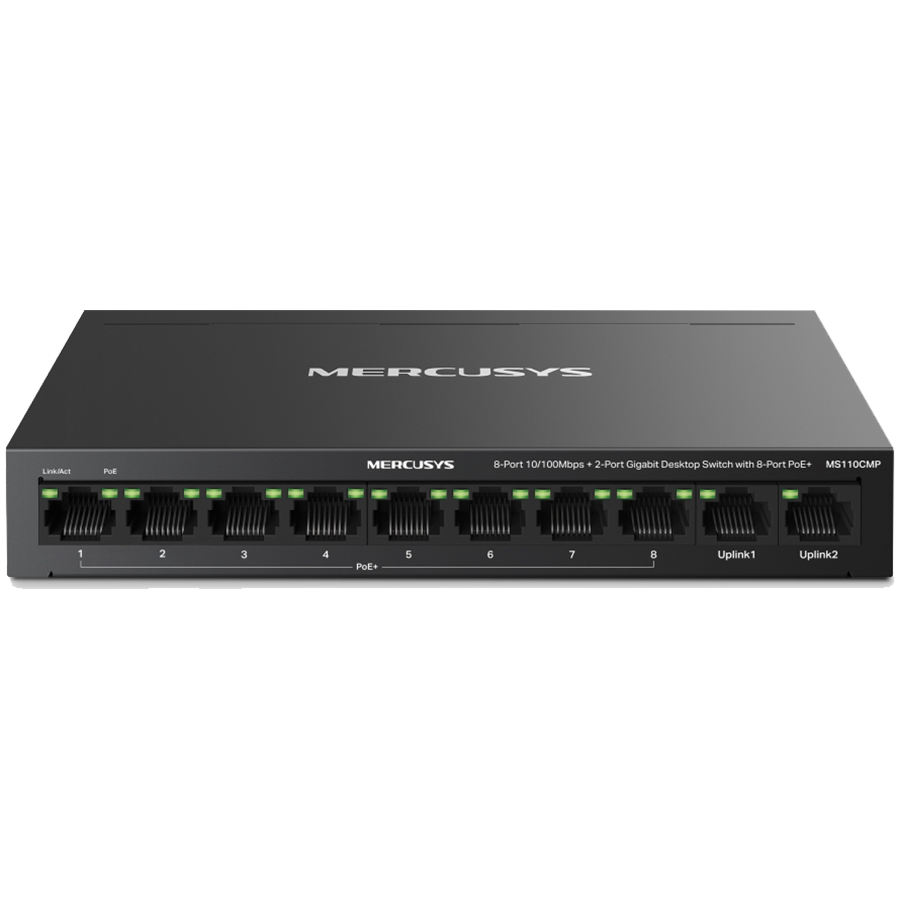Mercusys MS110CMP 10-Port 10/100Mbps Desktop Switch with 8-Port PoE+ Glavna slika proizvoda