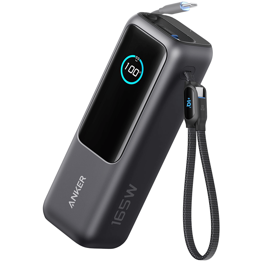Anker Power Bank (25K, 165W, Built-In USB-C and Retractable Cable) Black Glavna slika proizvoda