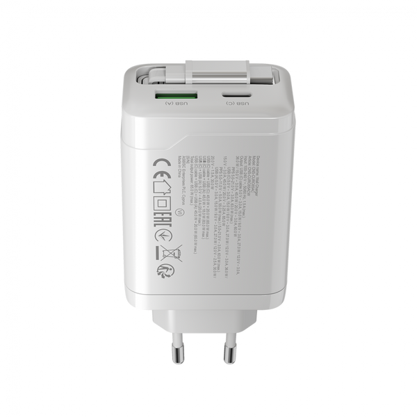 CANYON charger OnCharge 65RC Build-In Cable USB-C 65W 1xPD 1xQC EU White