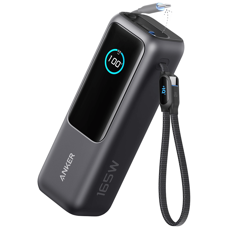 Anker Power Bank (25K, 165W, Built-In USB-C and Retractable Cable) Silver Glavna slika proizvoda