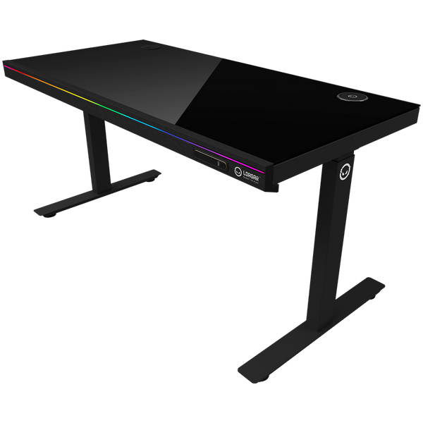 Dual-motor sit/stand adjustable-height gaming desk with wireless charger