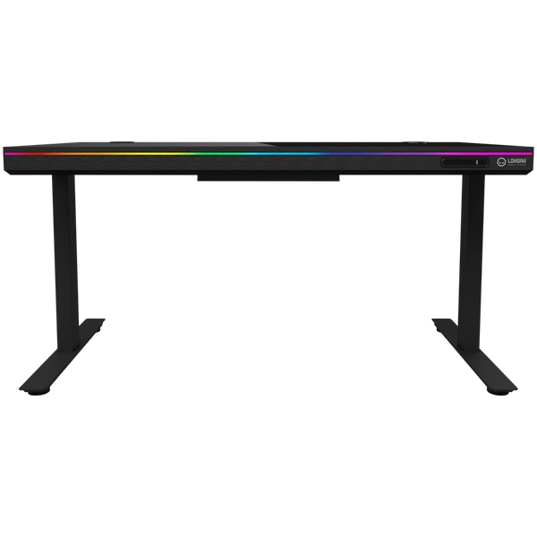 Dual-motor sit/stand adjustable-height gaming desk with wireless charger