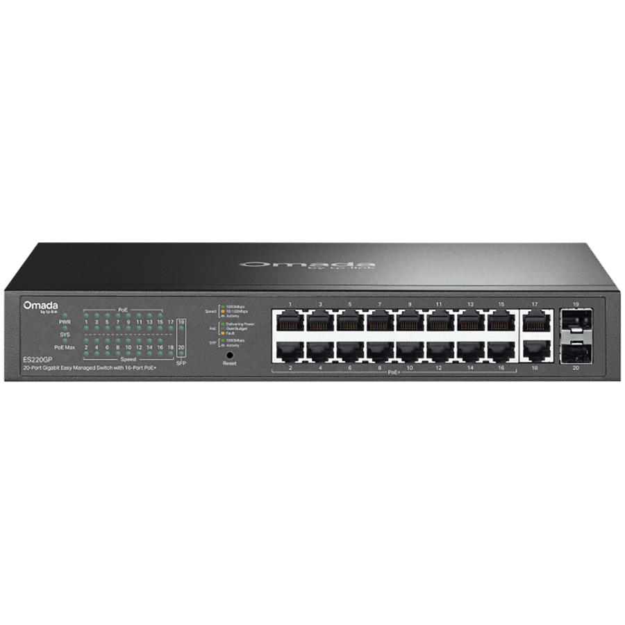 TP-Link ES220GP Omada 20-Port Gigabit Easy Managed Switch with 16-Port PoE+