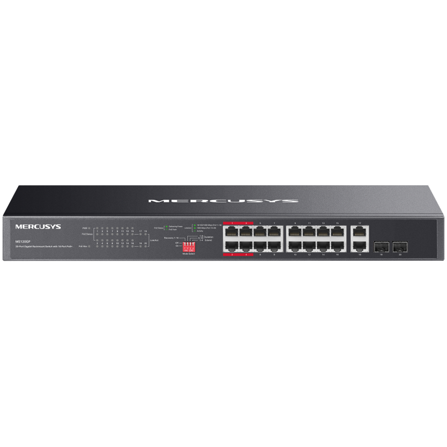 Mercusys MS120GP 20-Port Gigabit Rackmount Switch with 16-Port PoE+