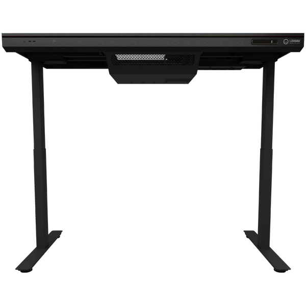 Dual-motor sit/stand adjustable-height gaming desk with built-in PC case