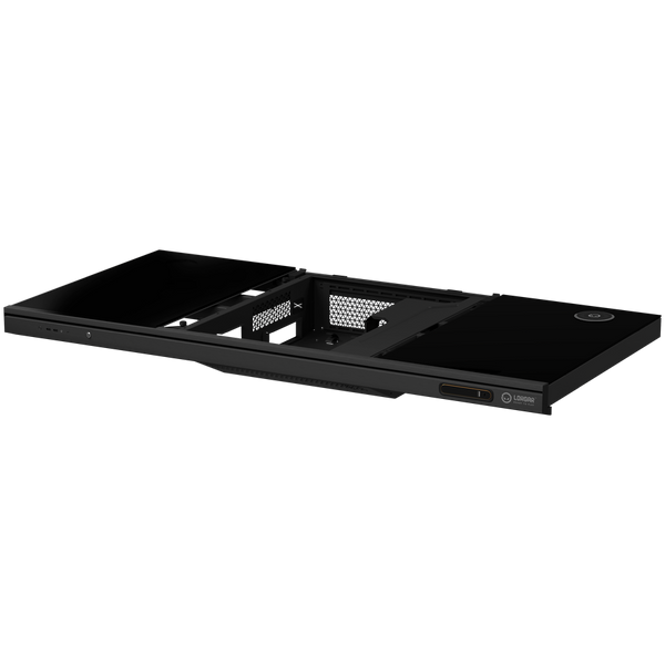 Dual-motor sit/stand adjustable-height gaming desk with built-in PC case