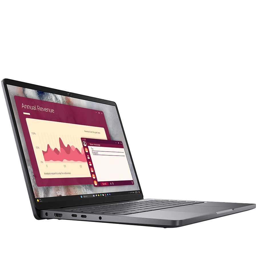Dell Pro 14 PC14250, 14" FHD+ (1920x1200), Intel Core 5 120U, 1x 16GB DDR5, M.2 512GB SSD, Int GPU, WiFi 6E + BT 5.3, FHD IR Cam, 2x USB 3.2, 1x USB C 3.2, 1x USB C THB4, RJ-45, FgrPr, Backlit kb, 55Wh, Ubuntu