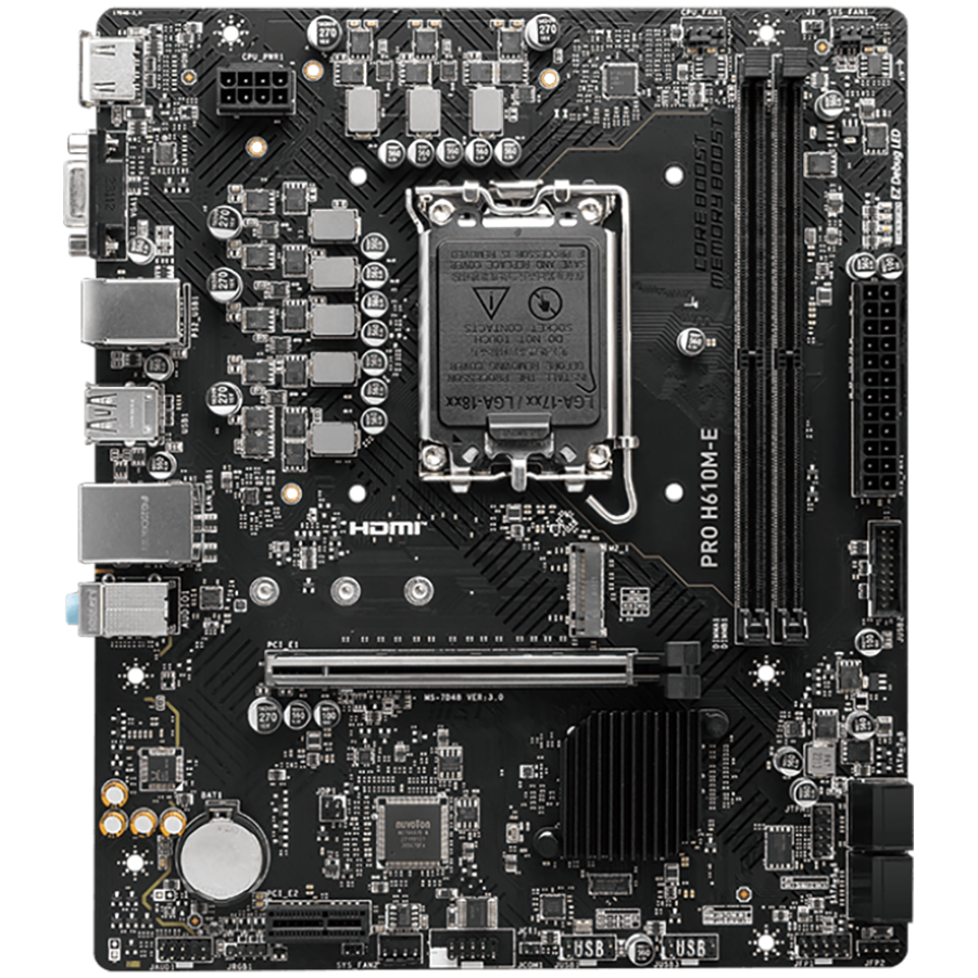 MSI PRO H610M-G LGA 1700 Intel H610 SATA 6Gb/s Micro ATX Motherboard 2x DDR5 PCI-E x16 slot M.2 Intel I219V1Gbps LAN EZ Debug LED Glavna slika proizvoda