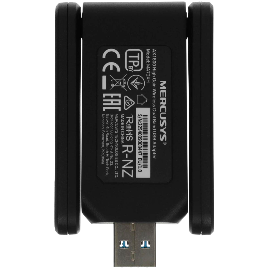 Mercusys MA72XH AX1800 High Gain Wi-Fi 6 USB Adapter