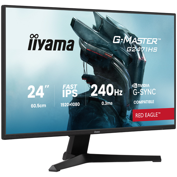 IIYAMA Gaming Monitor G2471HS-B1 G-MASTER 23.8" Fast IPS 1920 x 1080 350cd 1000:1 0.3ms  HDMI DP Tilt