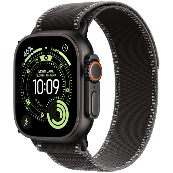 Apple Watch Ultra 3 Cellular 49mm Black Titanium Case with Black/Charcoal Trail Loop - M/L