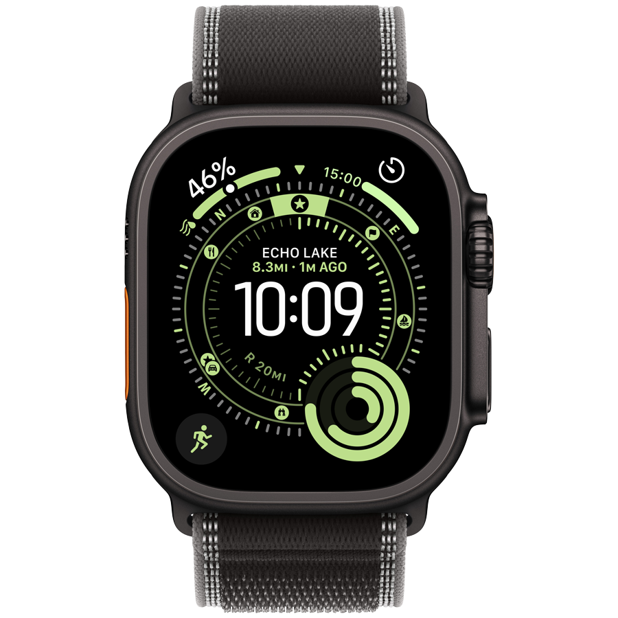 Apple Watch Ultra 3 Cellular 49mm Black Titanium Case with Black/Charcoal Trail Loop - M/L