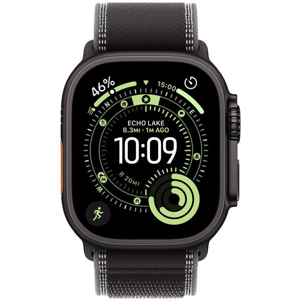 Apple Watch Ultra 3 Cellular 49mm Black Titanium Case with Black/Charcoal Trail Loop - M/L