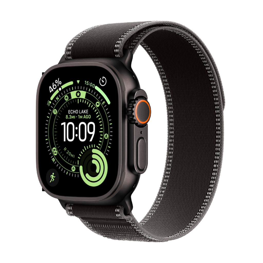 Apple Watch Ultra 3 Cellular 49mm Black Titanium Case with Black/Charcoal Trail Loop - M/L