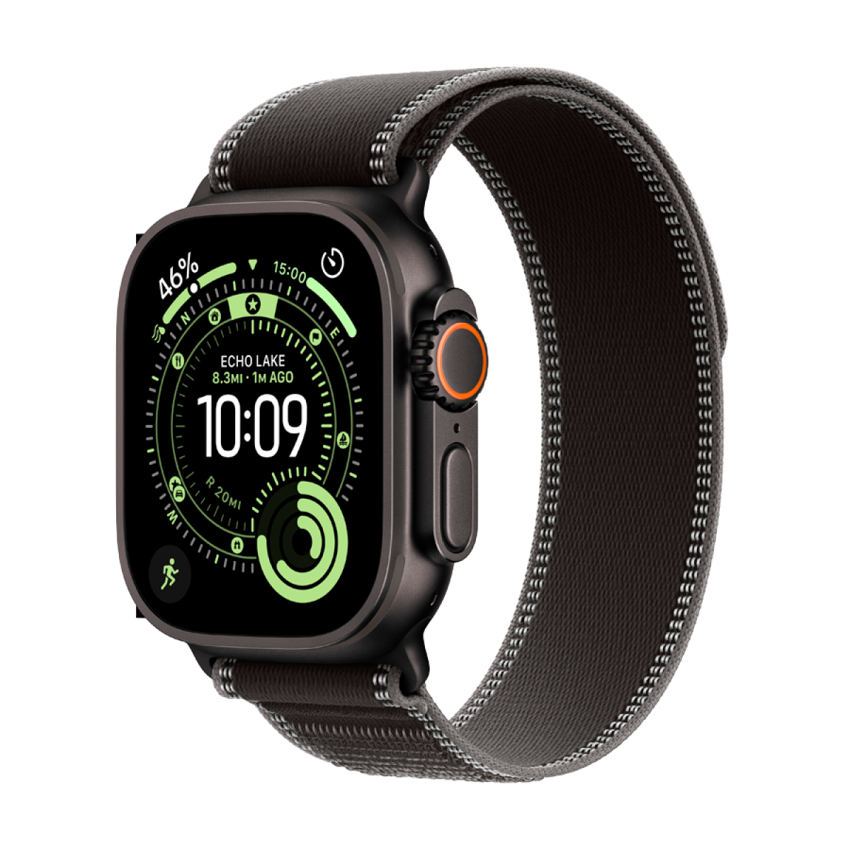 Apple Watch Ultra 3 Cellular 49mm Black Titanium Case with Black/Charcoal Trail Loop - M/L