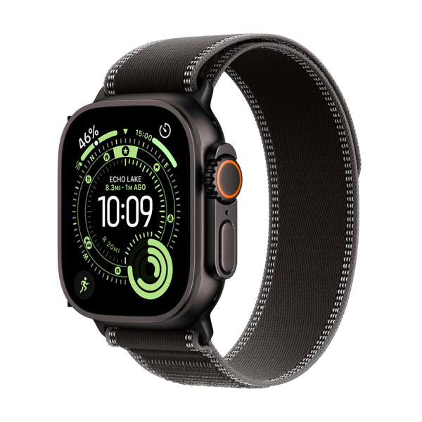 Apple Watch Ultra 3 Cellular 49mm Black Titanium Case with Black/Charcoal Trail Loop - M/L