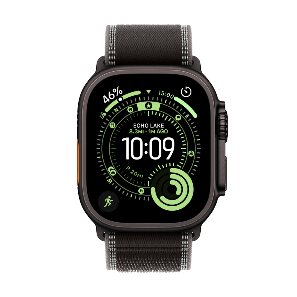 Apple Watch Ultra 3 Cellular 49mm Black Titanium Case with Black/Charcoal Trail Loop - M/L